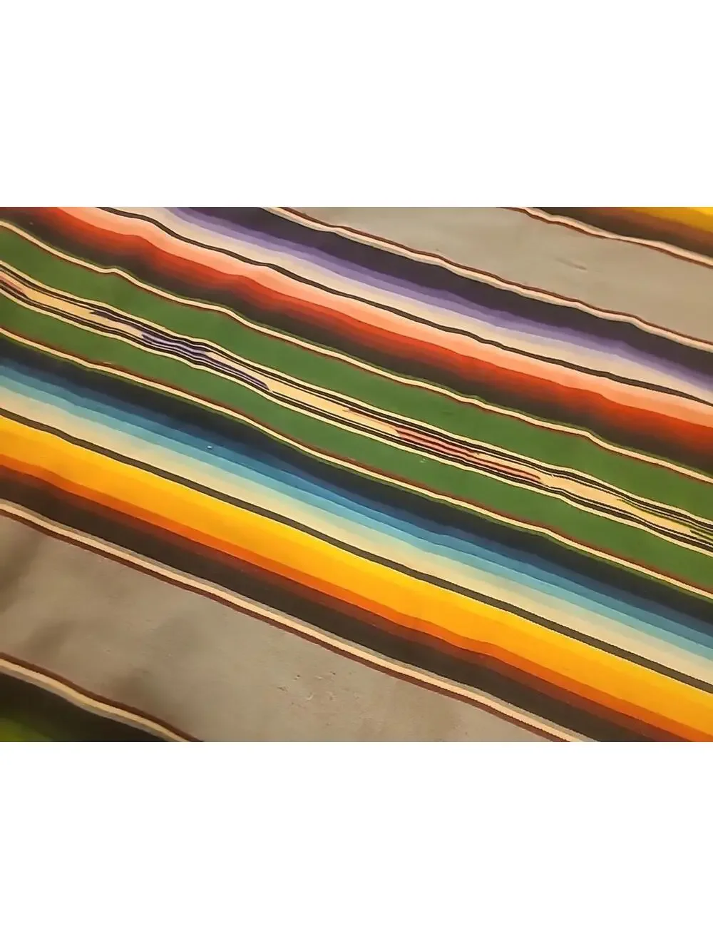 Vintage Cotton Loom Woven Blanket Throw Saltillo Serape Mexico 89